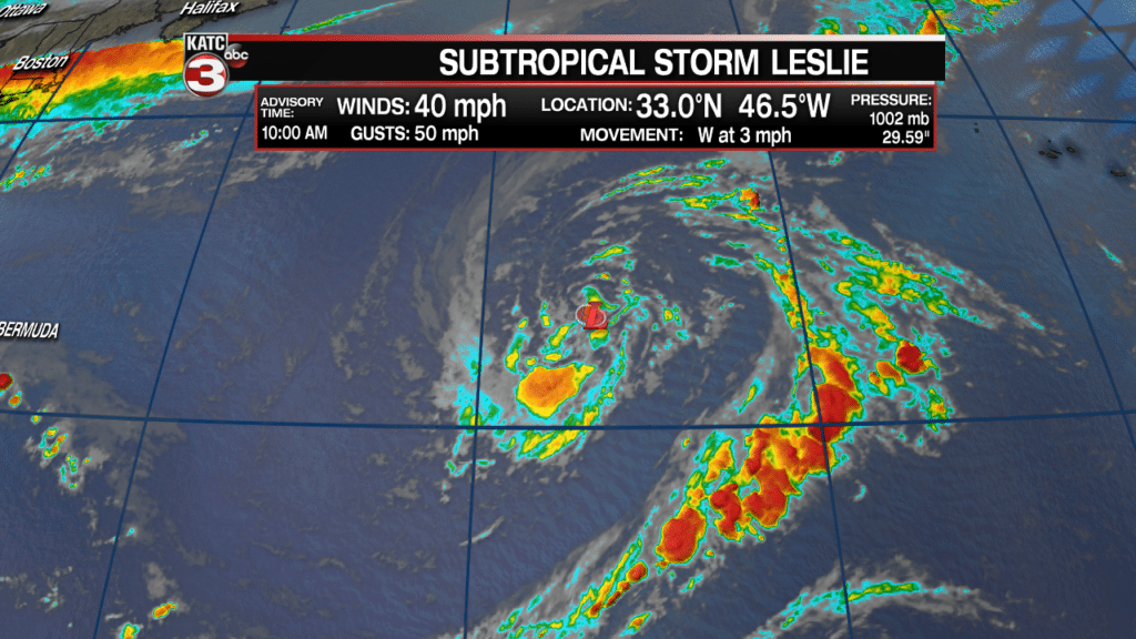 Subtropical Storm Leslie forms