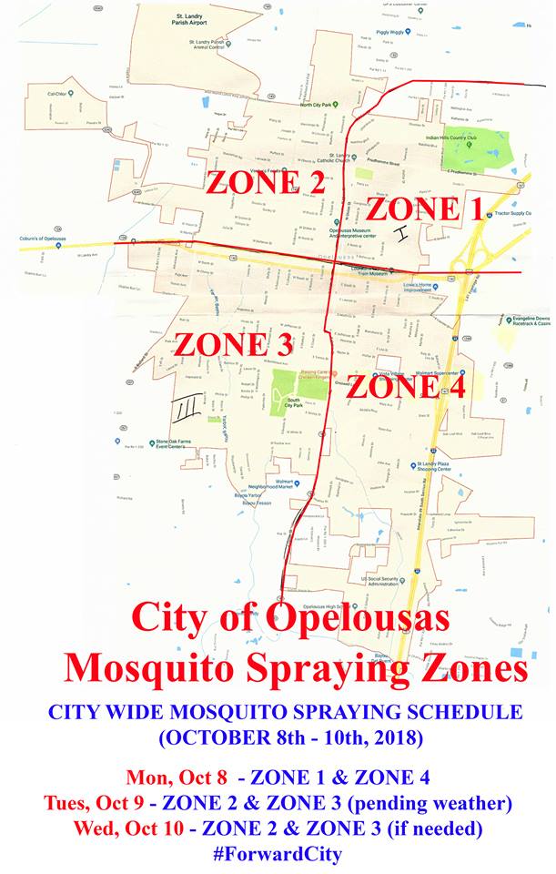 Map of Opelouas Mosquito Abatement